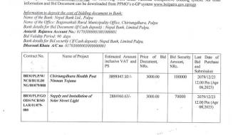 टेन्डर सम्बन्धी सूचना